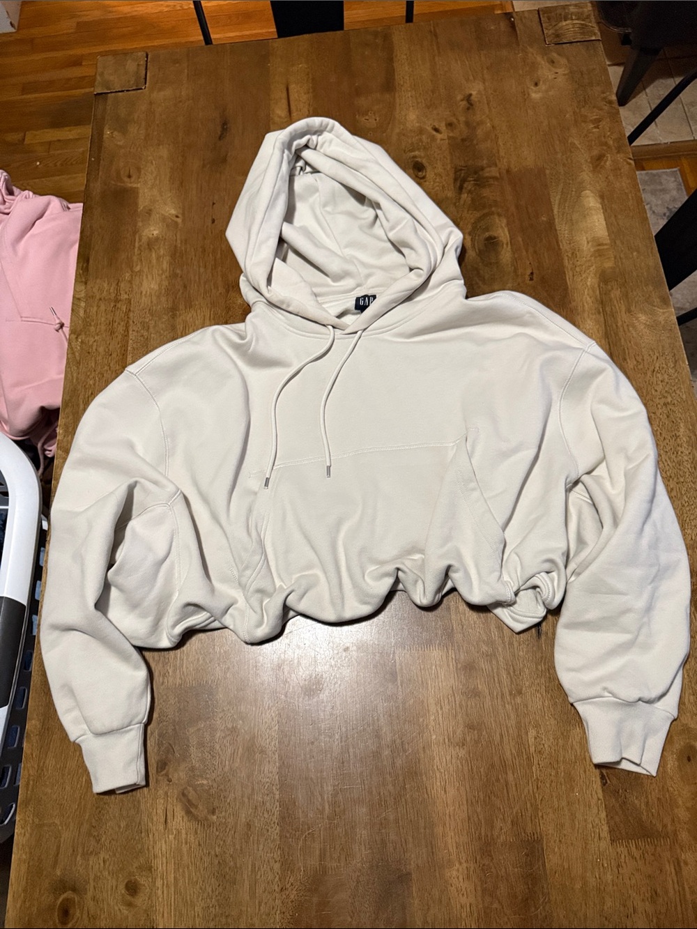 GAP Cropped Hoodie in Light Cream